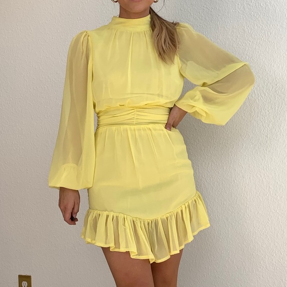 Dresses & Skirts - PLT lemon yellow chiffon dress
